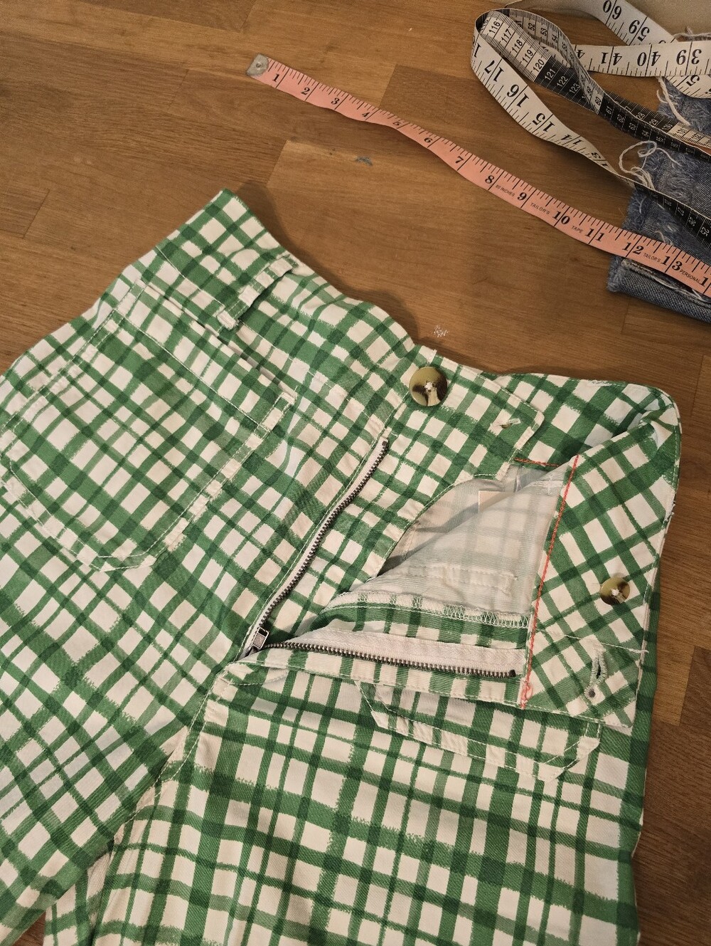Maeve by Anthropologie The Colette Green Plaid Wide Leg Crop Pants Size 27 - Picture 11 of 14
